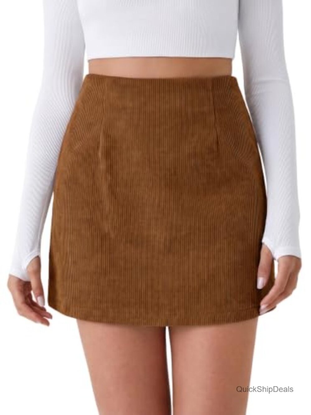 Womens Corduroy A-Line Mini Skort with Built-in Shorts High Waisted Slight